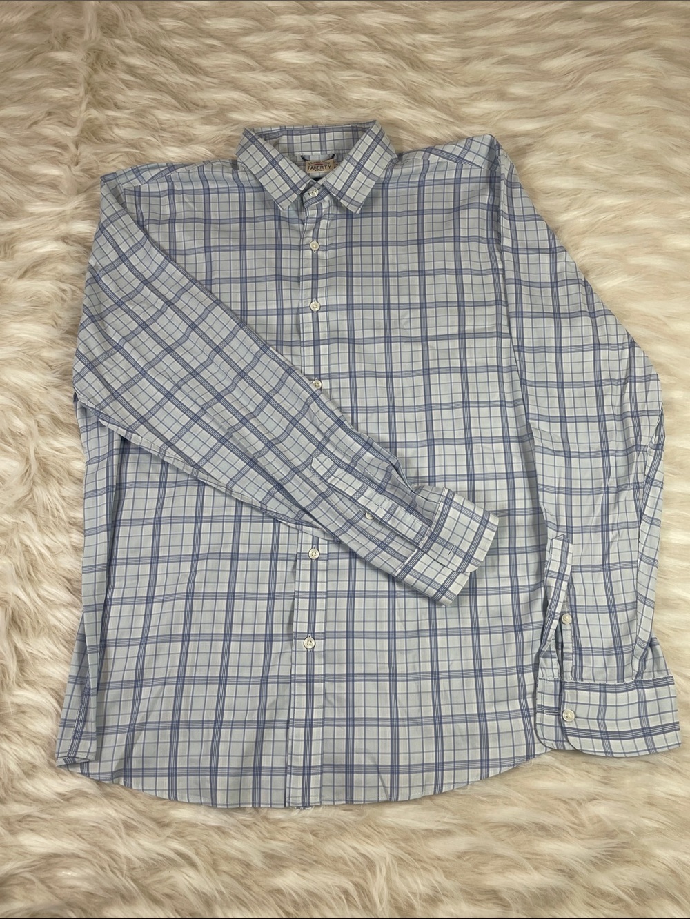 Faherty Western Shirt Men's XL White Blue Plaid